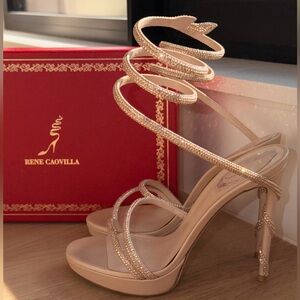 Rene Caovilla Snake-Wrap Strass Stiletto Sandals